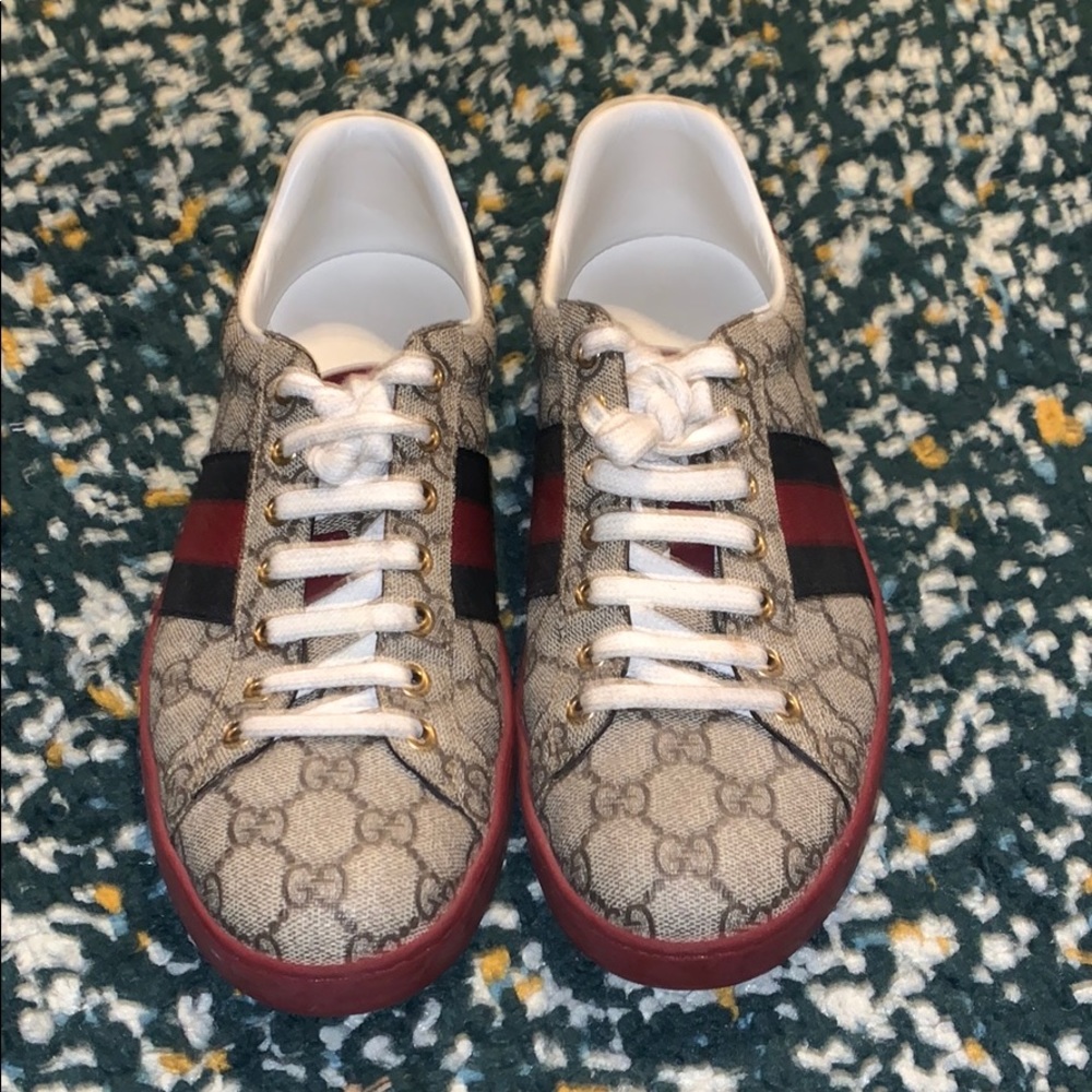 Authentic Red And Dark Blue Gucci Sneakers